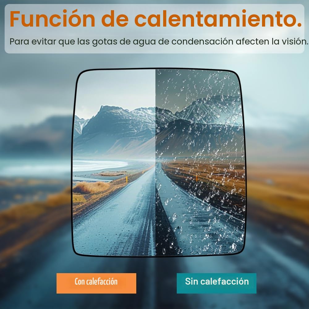 SENZEAL Cristal de Retrovisor Calefactable Lado del Pasajero para Opel Combo C 2001-2011 (Derecha)