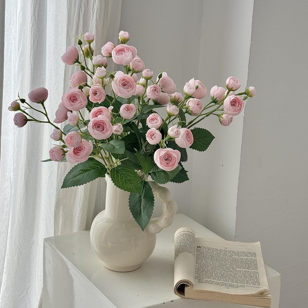 Roses artificielles roses en soie petite tige bouton de rose 46 cm