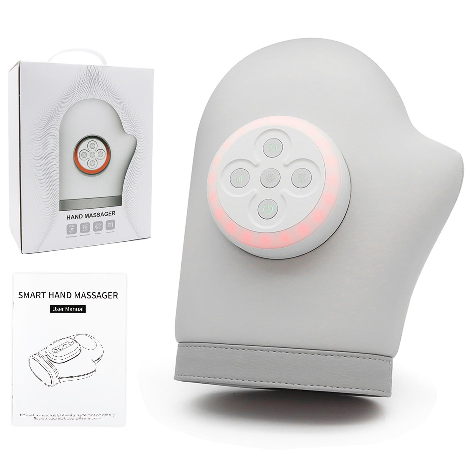 Masseur Électrique pour les Mains, Masseur de main intelligent avec soulagement de la compression de la chaleur, 3 Modes Et 5 Niveaux D'intensité, pour l’arthrite et le soulagement du canal carpien