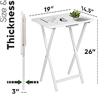 Vista 66 de PJ Wood Mesa rectangular plegable portátil para servir aperitivos, construcción de madera maciza con acabado natural (juego de 4 piezas)