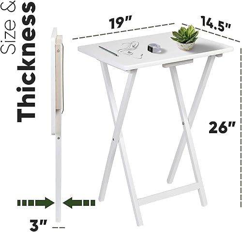 Miniatura 66 de PJ Wood Mesa rectangular plegable portátil para servir aperitivos, construcción de madera maciza con acabado natural (juego de 4 piezas)