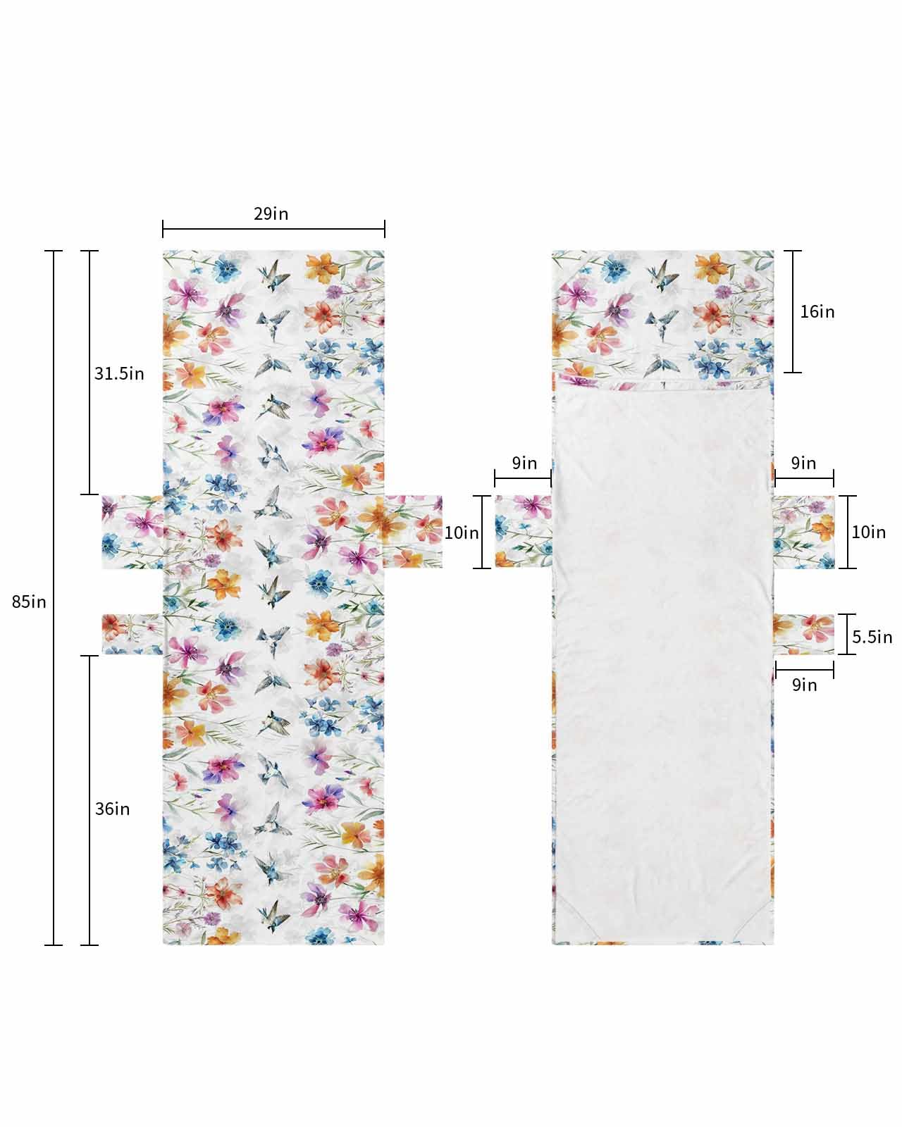 Colorful Spring Floral Beach Lounge Chair Towel Cover, Soft Chaise Lounge Towel with Side Pockets Patio Pool Chairs Cover for Beach/Pool Sunbathing 29x85 Summer Botancial Watercolor Birds