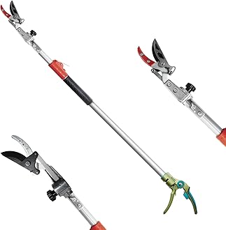 GARTOLPruner for Garden, Cut Upto 1 Inch & Hold Telescopic Pole Pruner, Fruit Picker with Rotating Blade Head, Lightweight Aluminum Extendable Handle for Tree Branch Cutter, 6.23-10.5 FT, Silver