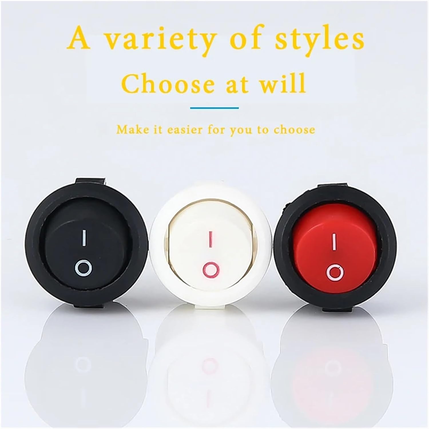 KTELI 5-Pack KCD1 red and Black Small Round Boat Rocker Switch 2-pin ON-Off Special Button Plastic Push Electrical Equipment Toggle Switch 250V/3A (Color : Red, Size : 5PCS)