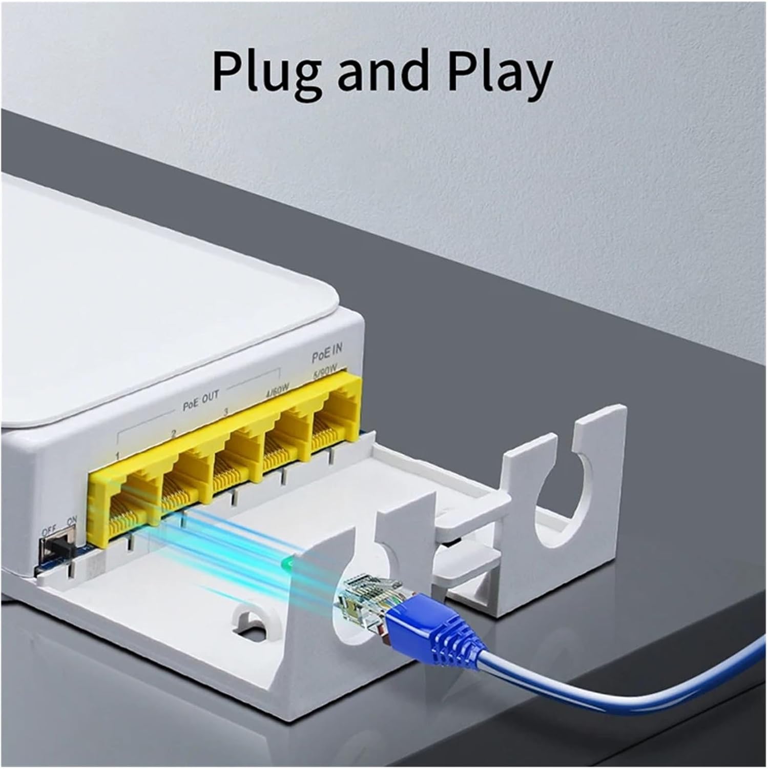 5-Port Waterproof POE Extender 4-Port Repeater 100/1000Mbps Outdoor Network IP55 VLAN 44-57V (Size : POE014G-FS)