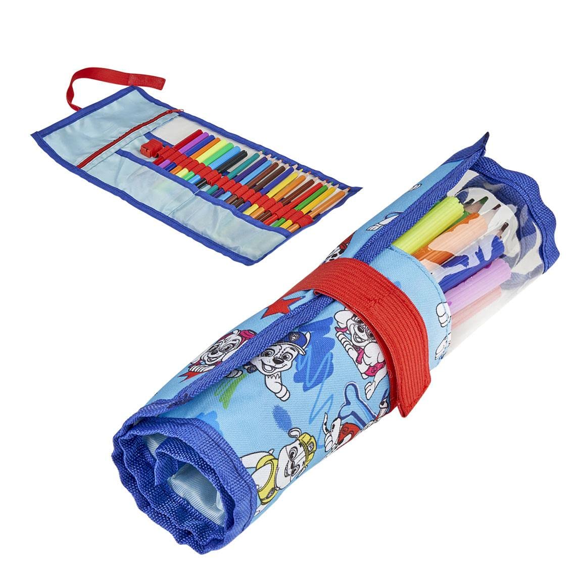 CERDÁ LIFE'S LITTLE MOMENTS,Paw Patrol Child Rollable School Case,Includes Colored Pencils, Markers, Rubber and Pencil Sharpener for Preschool and Elementary, Blue, School case 2 compartments