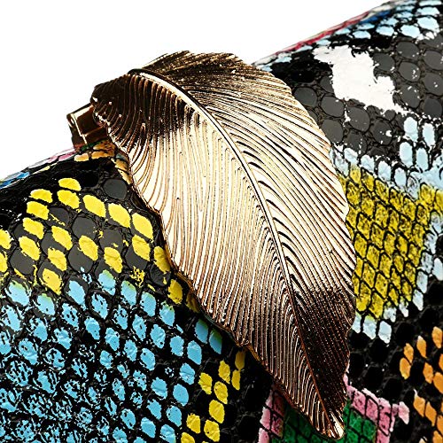 Image of Gets Multicolor Snakeskin Purse for Women Box Evening Bag Green Snakeskin Clutch Handbag Party Wedding