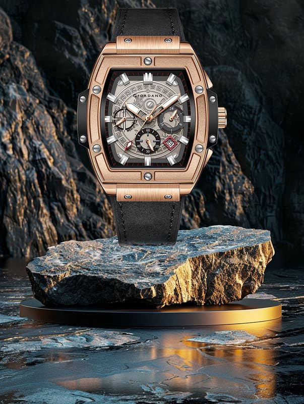 Giordano Designer Multifunction Watch for Men with Square Dial and Leather Band – Elegant Casual & Formal Style - Image 7