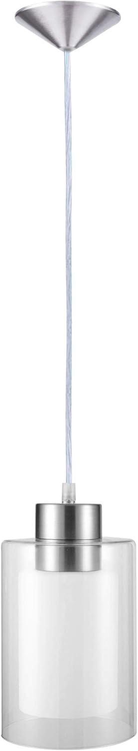Ntsunxeko Pendant Light Contemporary Mini Pendant Lighting Adjustable Single Pendant Hanging Light for Kitchen Island Dining Room with Clear and White Glass in Brushed Nickel - - 