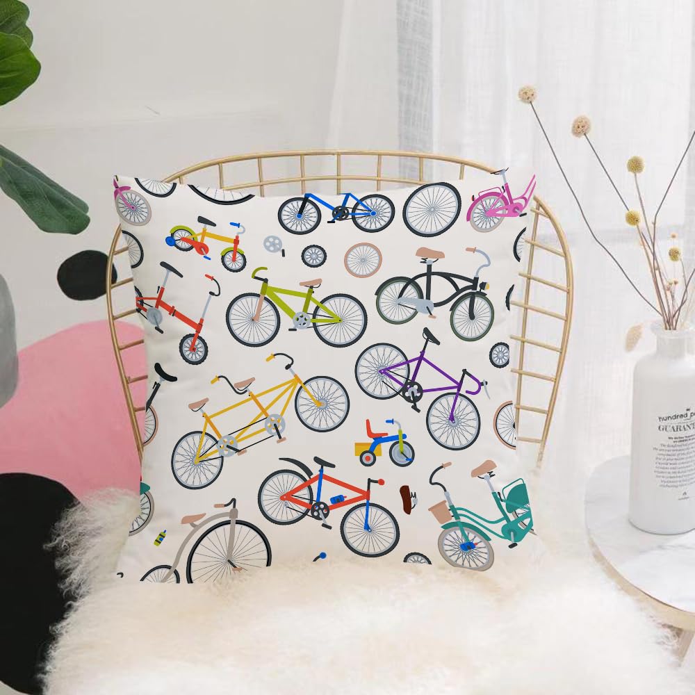 Hyosxw Retro Bike Vintage Vector Old Fashioned Cute - A2 Cushion Cover,Throw Pillow Case Home Decorative For Living Room Bedroom Sofa Chair 18X18 Inch,Retro Bike Vintage Vector Old Fashioned Cute Hipster Transport Ride Vehicle Bic,Pillowcase 45X45cm