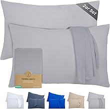 Terra Beds Kissenbezug 50x70 (Set mit 2) - 100% Baumwolle Jersey 160 g/m², Oeko-Tex Zertifiziert - Kopfkissenbezug 50x70 für Kissen 50x70 mit Reißverschluss, weich und atmungsaktiv - (Silber Grau)
