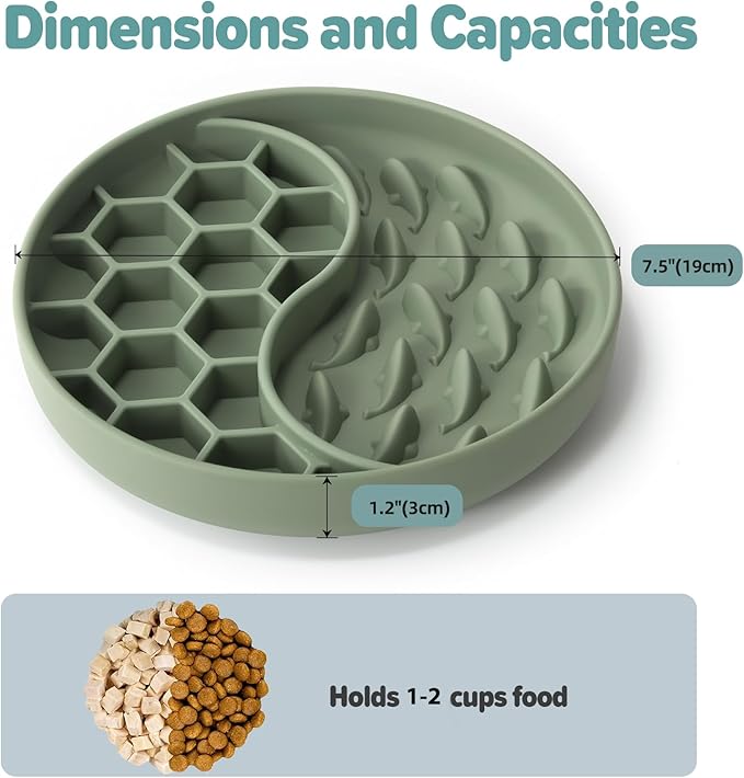 Comedero Lento para Perro de Silicona con Ventosas, Verde miniatura 2
