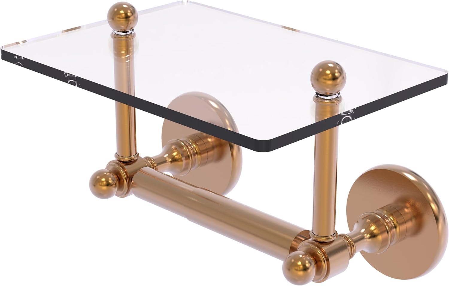 Allied Brass P1000-GLT-24-FER Prestige Skyline Collection Two Post Toilet Tissue Holder with Glass Shelf, Fire Engine Red