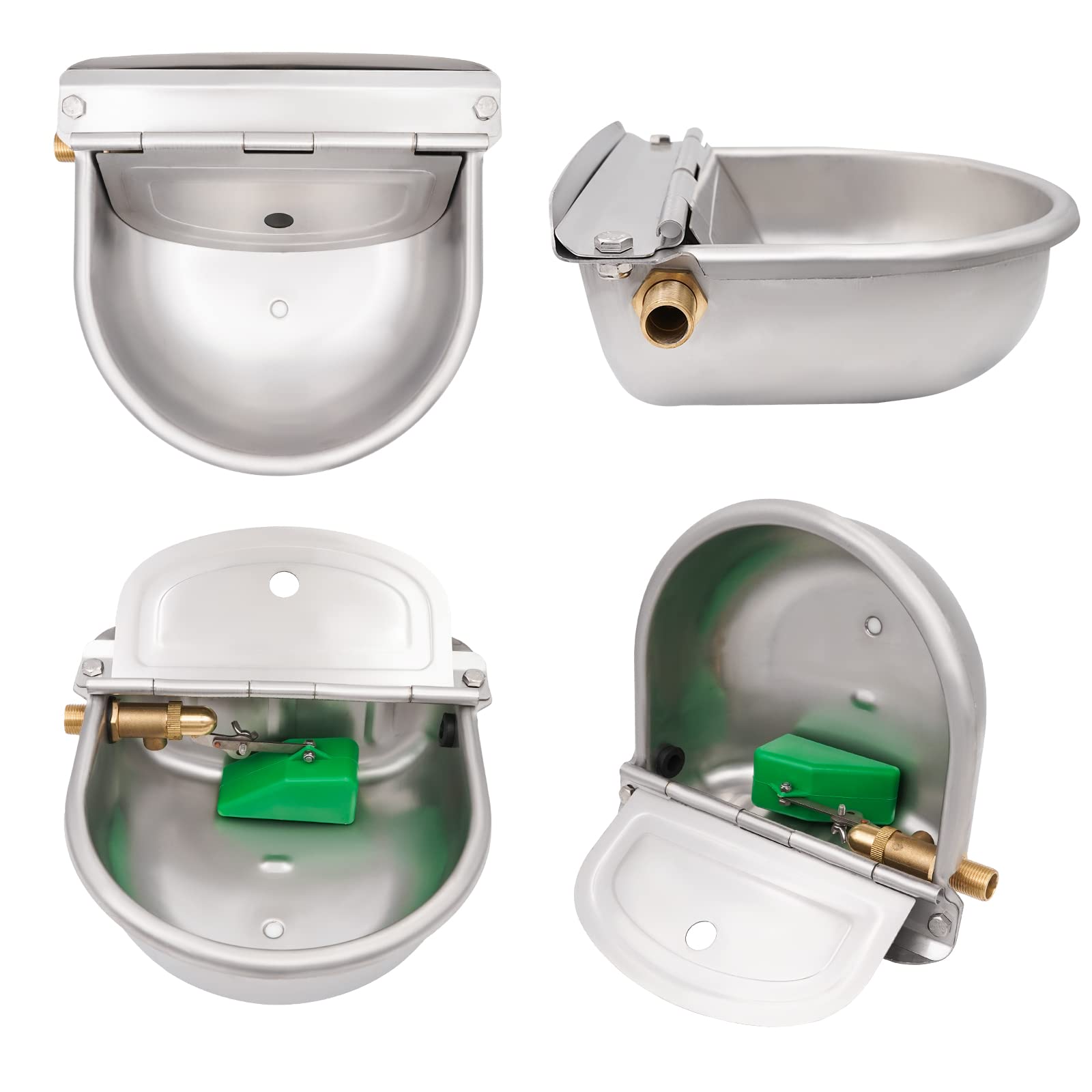 Bebedero para Caballos de Acero Inoxidable,con 2 Piezas VáLvula de Flotador de LatóN y Orificio de Drenaje,Bebedero AutomáTico Apto para Bovinos, Ovinos, Caprinos,Perro