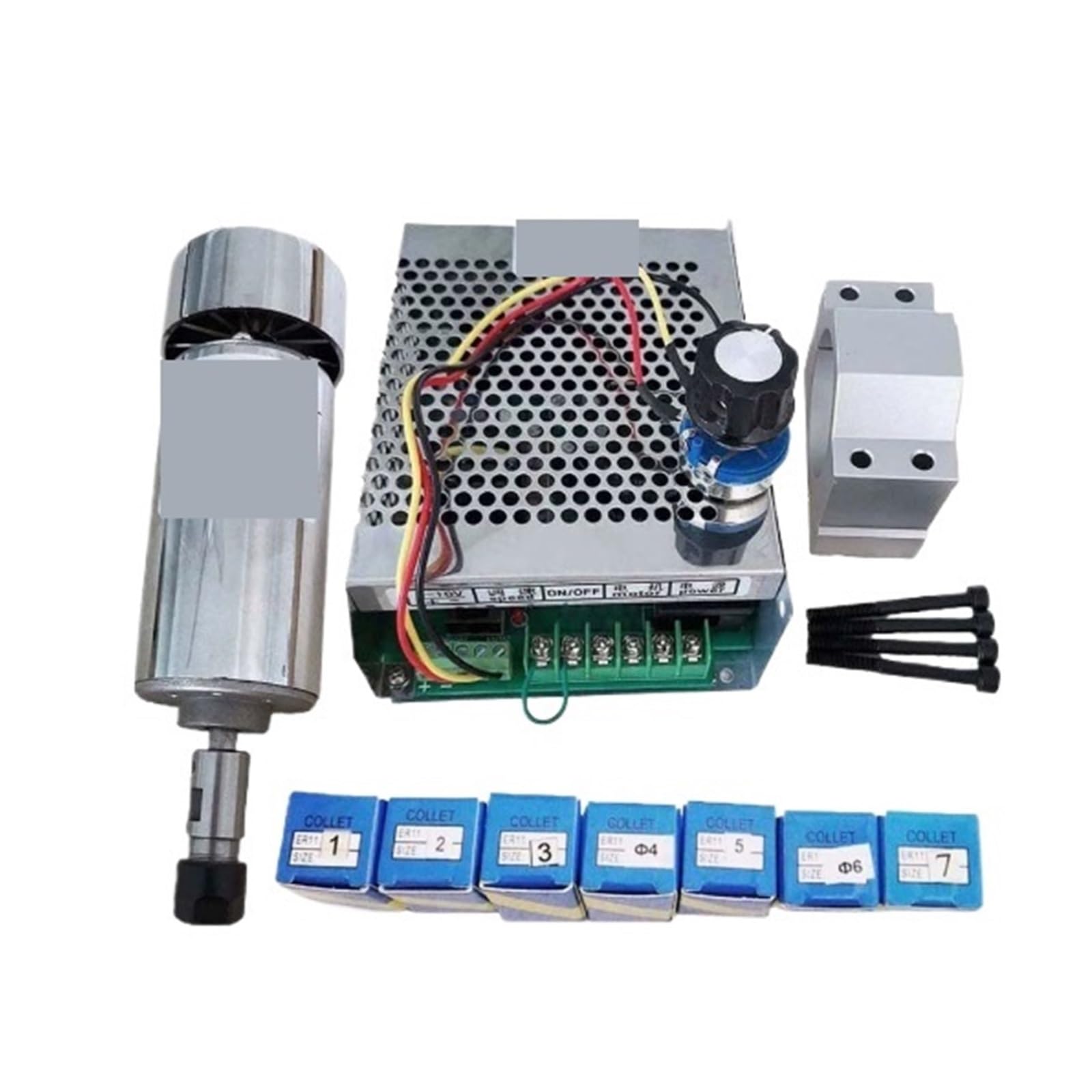 Zestaw silnika wrzeciona, Zestaw Silnika Wrzeciona CNC, 800w 20000RPM ER16/Chuckle 800W Silnik + Regulator Prędkości Zasilania Do Gerowania do frezarki DIY(ER11)