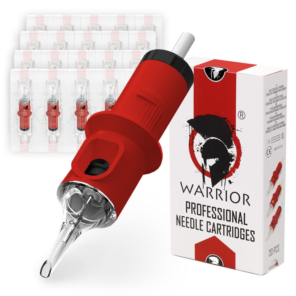 WARRIOR Rojo Cartuchos de agujas de tatuaje profesionales Tattoo Needle Cartridge esterilizado Round Liner 20 piezas Acero quirúrgico 316L Maquillaje permanente desechable (RED-1003RL) — view 8
