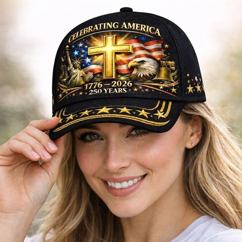 250th Anniversary Patriotic Hat American Flag Eagle and Cross Print Baseball Cap 1776-2026 Freedom Adjustable Hat Men Women - Image 7
