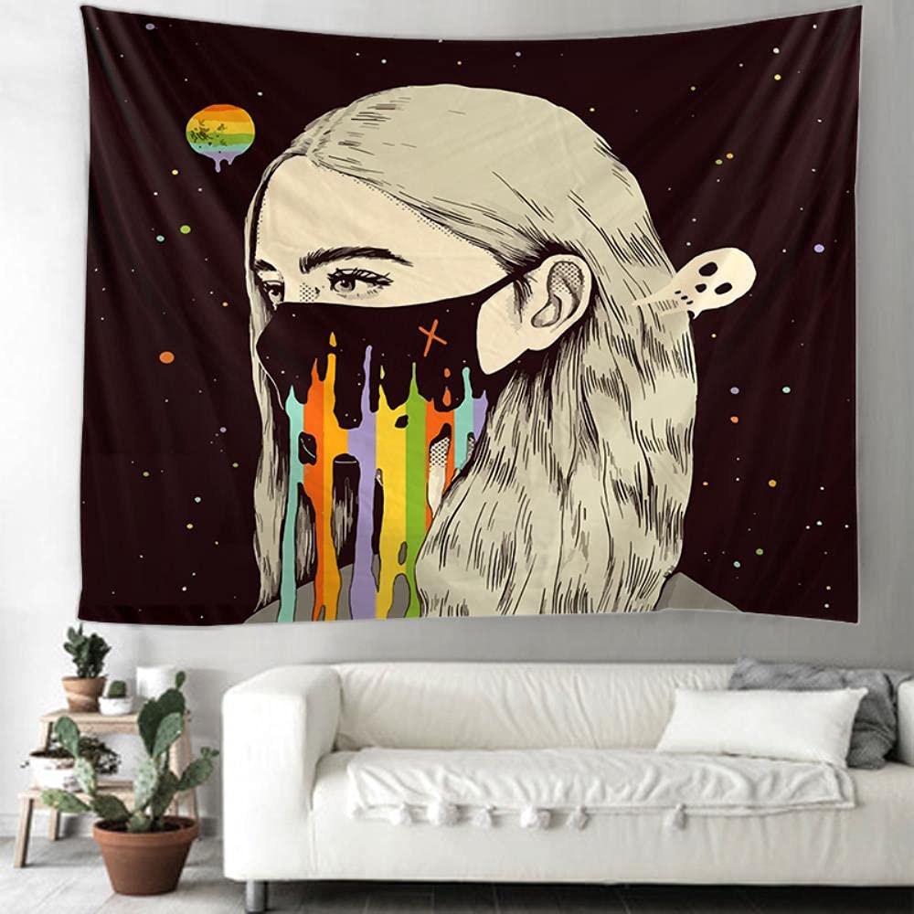 Astronauta y arcoíris estry Mandala Macrame estry decoración colgante de pared estry-Deep Purple, 230x180