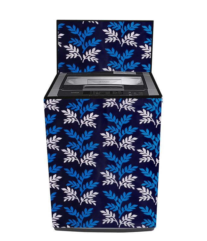 Image of Fully Automatic Top Load Washing Machine Cover Suitable For Samsung, Lg, Godrej, Whirlpool 6.5Kg, 7Kg, 7.5Kg, 8Kg, 9Kg, 10Kg, 11Kg ( 58Dx60Wx94H ), Waterproof Cover, Blue Leaf.