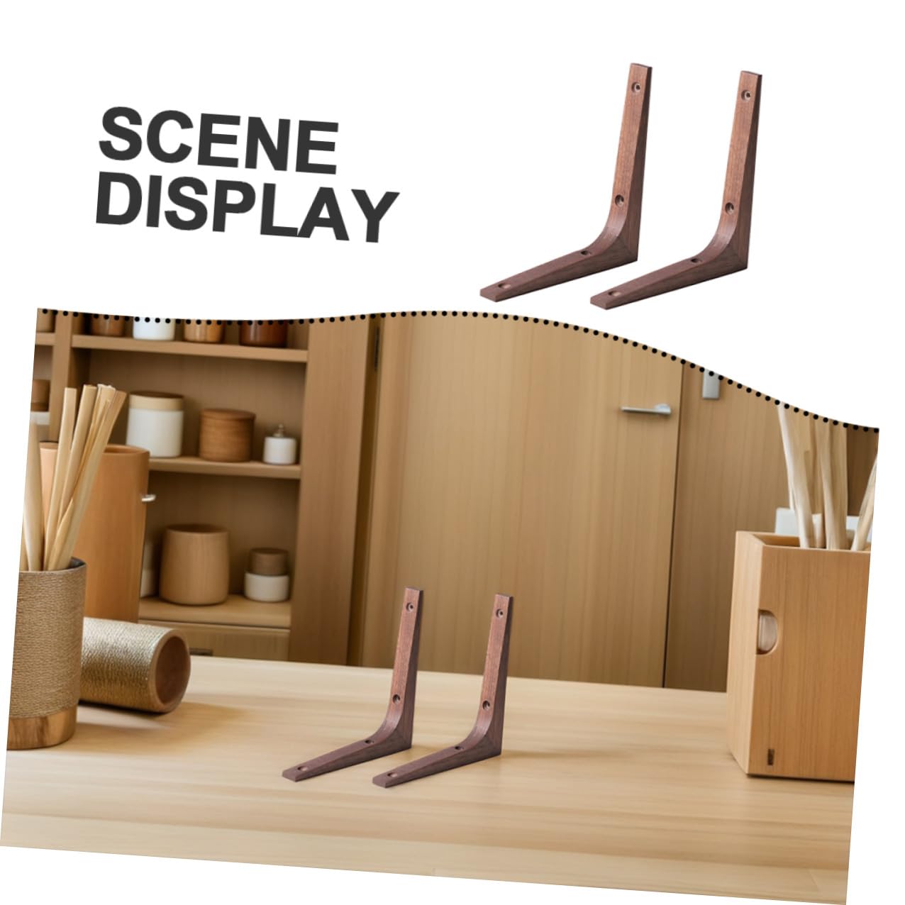 Artibetter Soportes para Estantes de Pared Soporte Triangular Resistente 2 de Madera Maciza Acabado Fino para Fijar Estanterías Firmemente en Pared