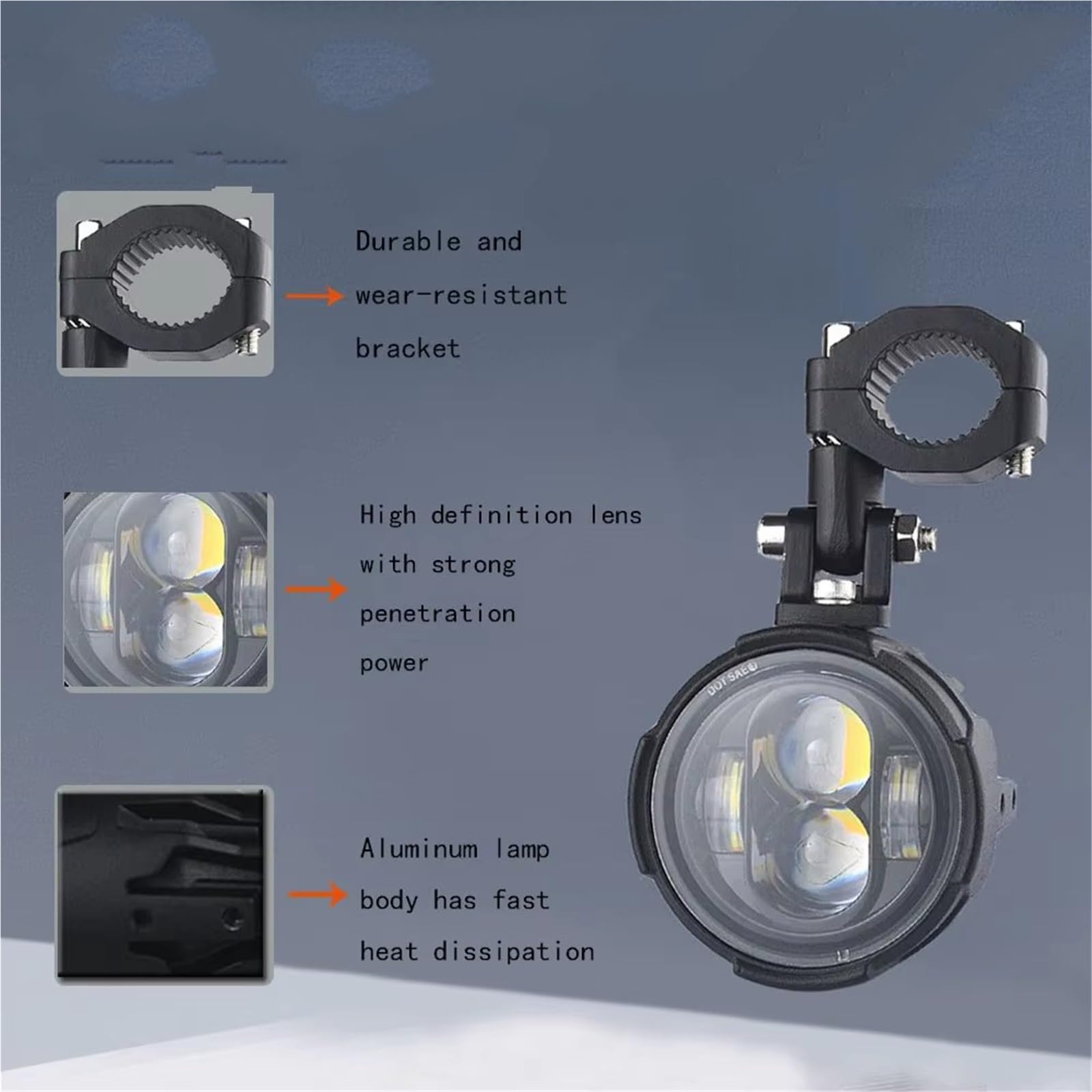 Genérico Motocicleta Delanteros 1 par de Faros antiniebla para Motocicleta 100W, Luces Led auxiliares conducción, Delanteros, Farol Intermitente Doble Color
