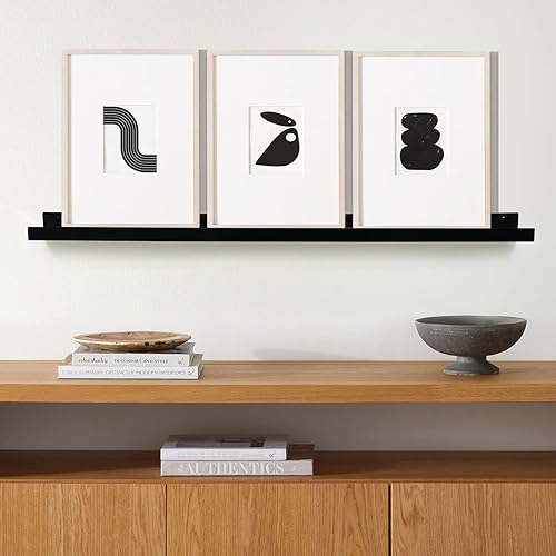Miniatura 2 de Mitus Estante flotante montado en la pared - Moderno repisa de canal de metal industrial negro 36 pulgadas