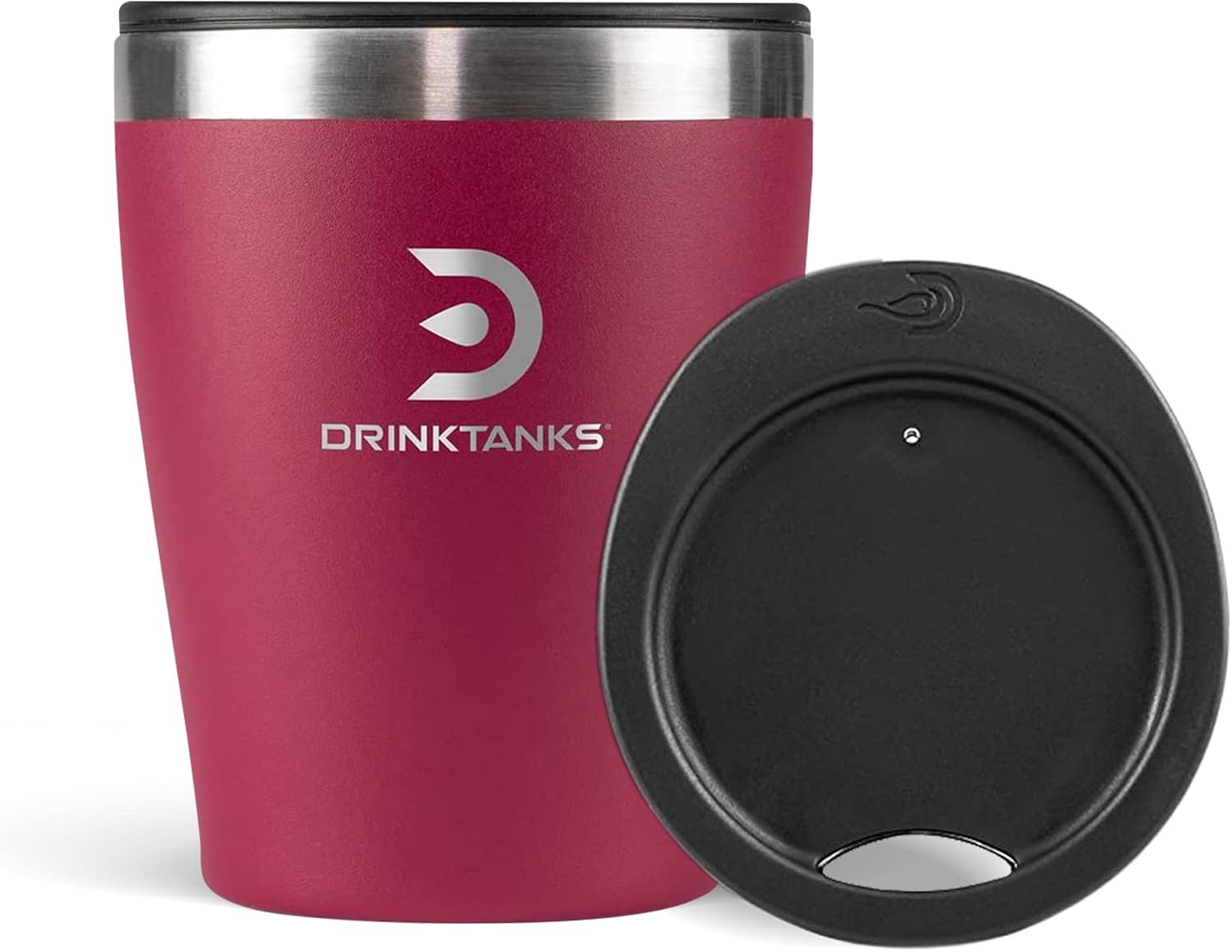 DrinkTanks Insulated Craft Cup 10 oz Tumbler with Lid – Stainless Steel Reusable Travel Cup for Coffee, Beer, Wine, Cocktails, Water & Kombucha, BPA-Free, Spill-Proof, Vacuum Sealed - Malbec