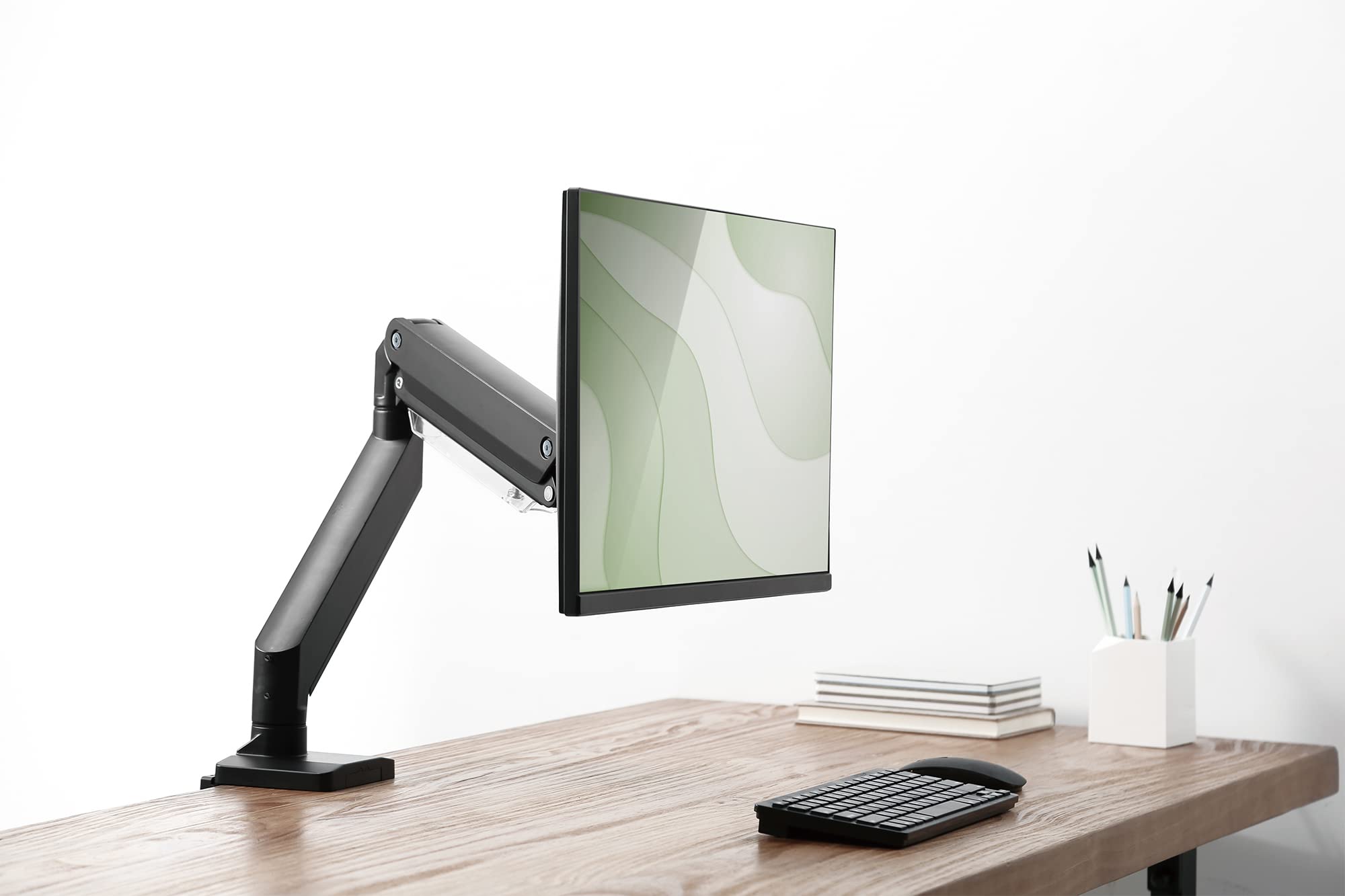 DIGITUS Monitor Mount - Clamp & Gas Lift - 1 Screen - Up to 35 Inches - Up to 1 x 15 kg - VESA 75 & 100 - Black