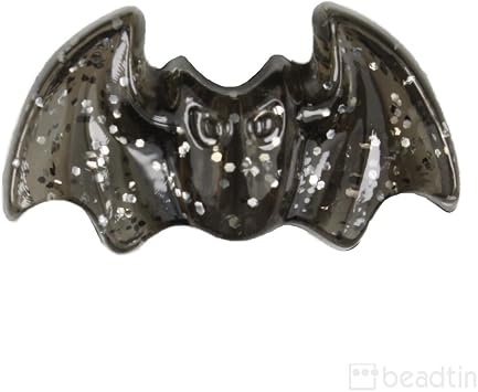 BeadTin Jet Sparkle 25mm Bat Pony Beads (24pcs)