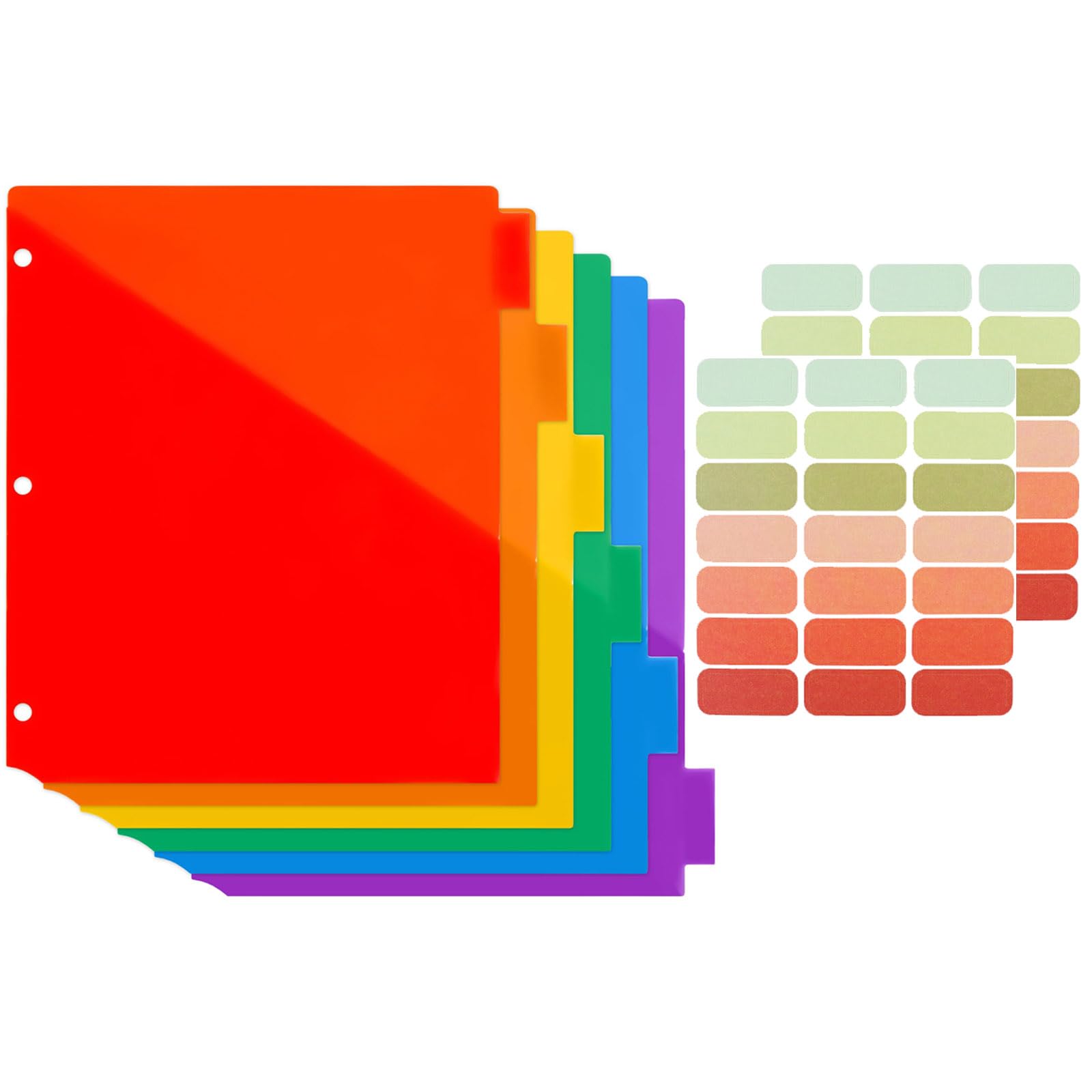 6 Pcs Binder Dividers with Write on Tabs for 3 Ring Binder,Vibrant Color Tabbed File Dividers with Pockets,Tab Durable Plastic Big Tab Dividers,Page Folder Dividers,Premium Quality Notebook Dividers