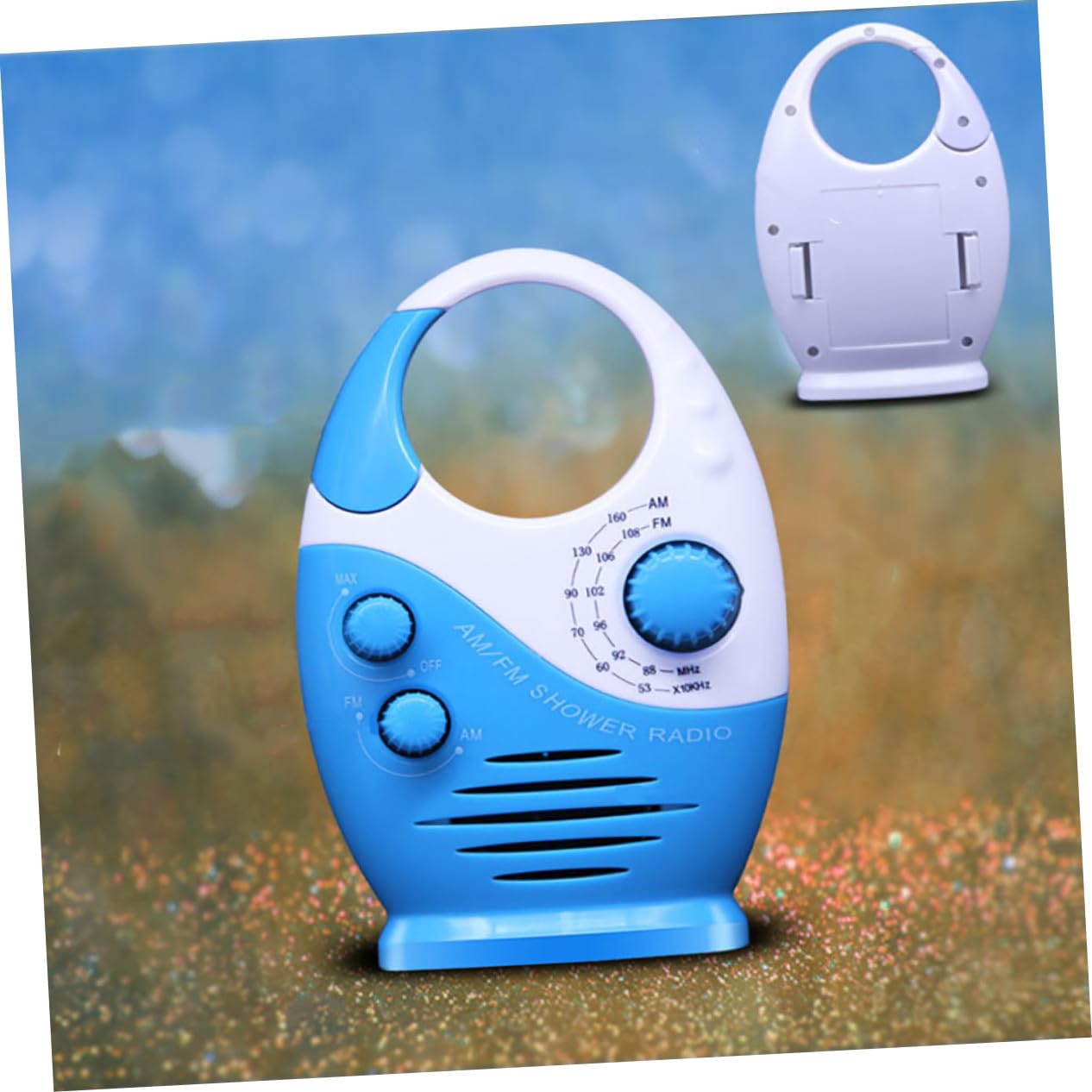 Radio de Ducha Portátil Am/FM Resistente al Agua, Altavoz ABS Azul