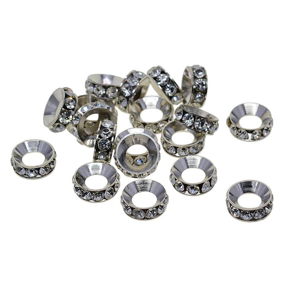 SNAPPSY 20x 7mm Large Hole Rhinestone European Brass Spacer Rondelle Beads-picture-15