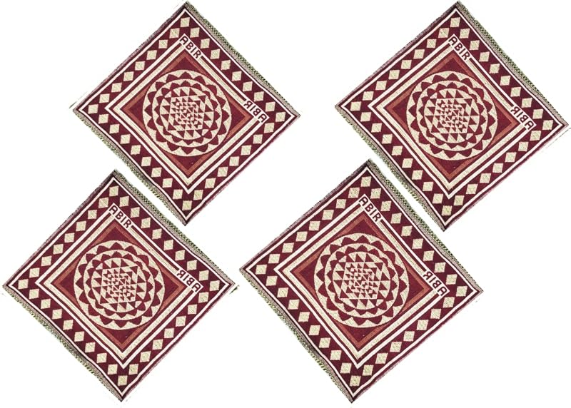 The Gifti ® Premium Cotton Prayer Mat or Pooja Mat/Aasan - Soft & Lightweight, Handwoven, Non-Slip Design - Perfect for Daily Worship and Meditation (Pack of 4) (Maroon)-image-2