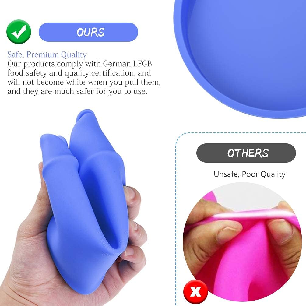 Round Silicone Cake Baking Pan - 8 Inch Rainbow Layer Cake Molds / Nonstick & Quick Release Baking Pans for Vegetable Pancakes Pizza Taco Cheese Cakes / Set of 4