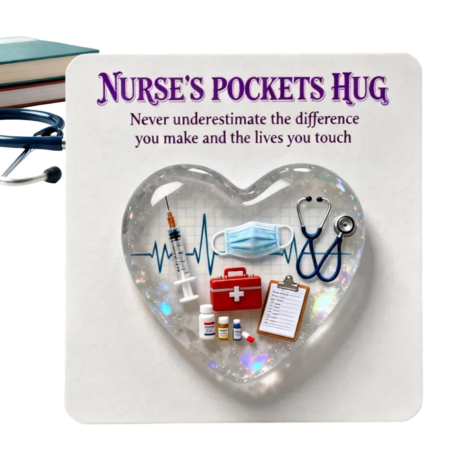 Handmade Pocket Nurse Hug,Portable Inspirational Card With Sweet Messages Of All Occasions,2D Acrylic Motivational Keepsake For Nursing Students Healthcare Persons Hospital Staff