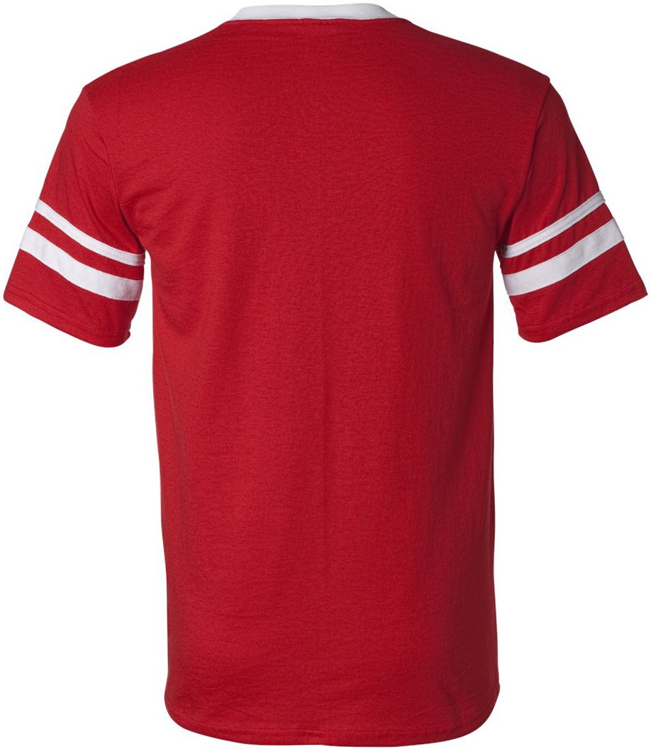 Buy Cool Shirts Mens V-Neck Jersey with Striped Sleeves, Large Black/White