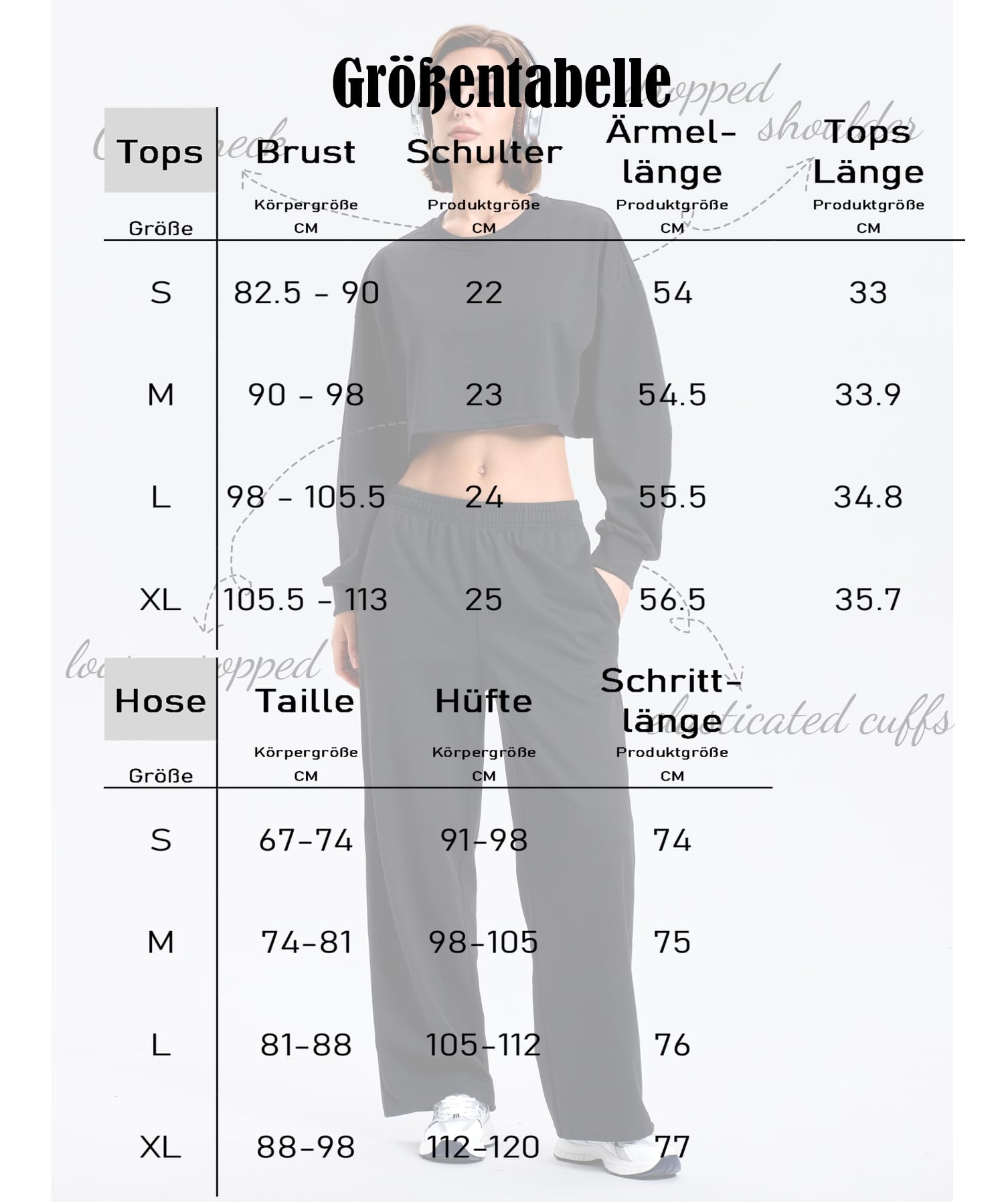 Navneet Dwuczęściowy damski dres do joggingu, oversize, bez pleców, top, zestaw wypoczynkowy, spodnie do biegania, baggy, bluza z kapturem, zestaw