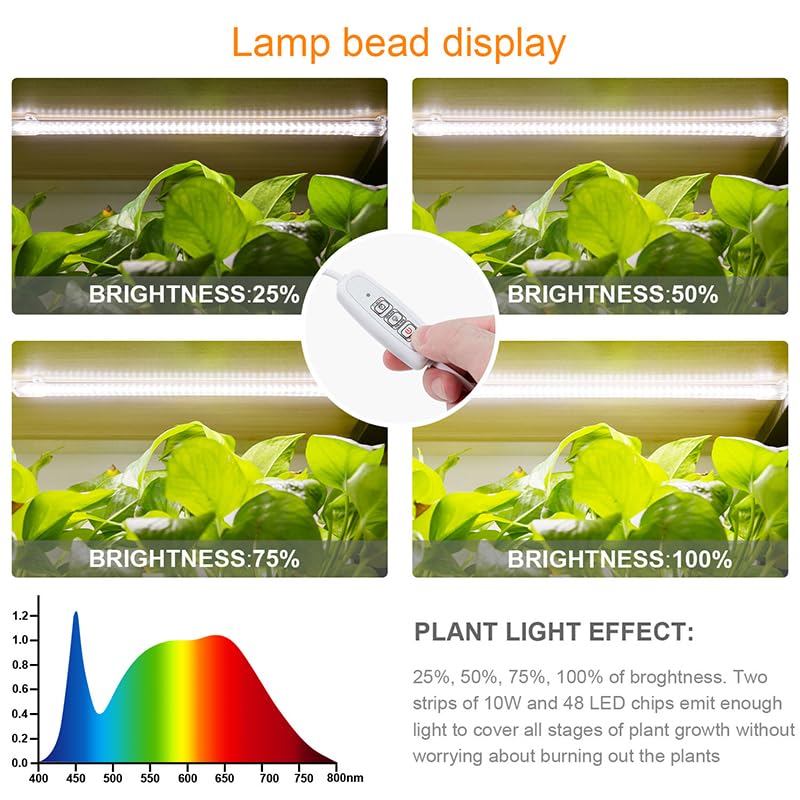Luz LED Crecimiento, Luz Led de cultivo for interiores, lámpara Phyto con temporizador USB for plantas, lámpara LED regulable, lámparas de cultivo hidropónico de espectro completo(Grow light 4IN1)
