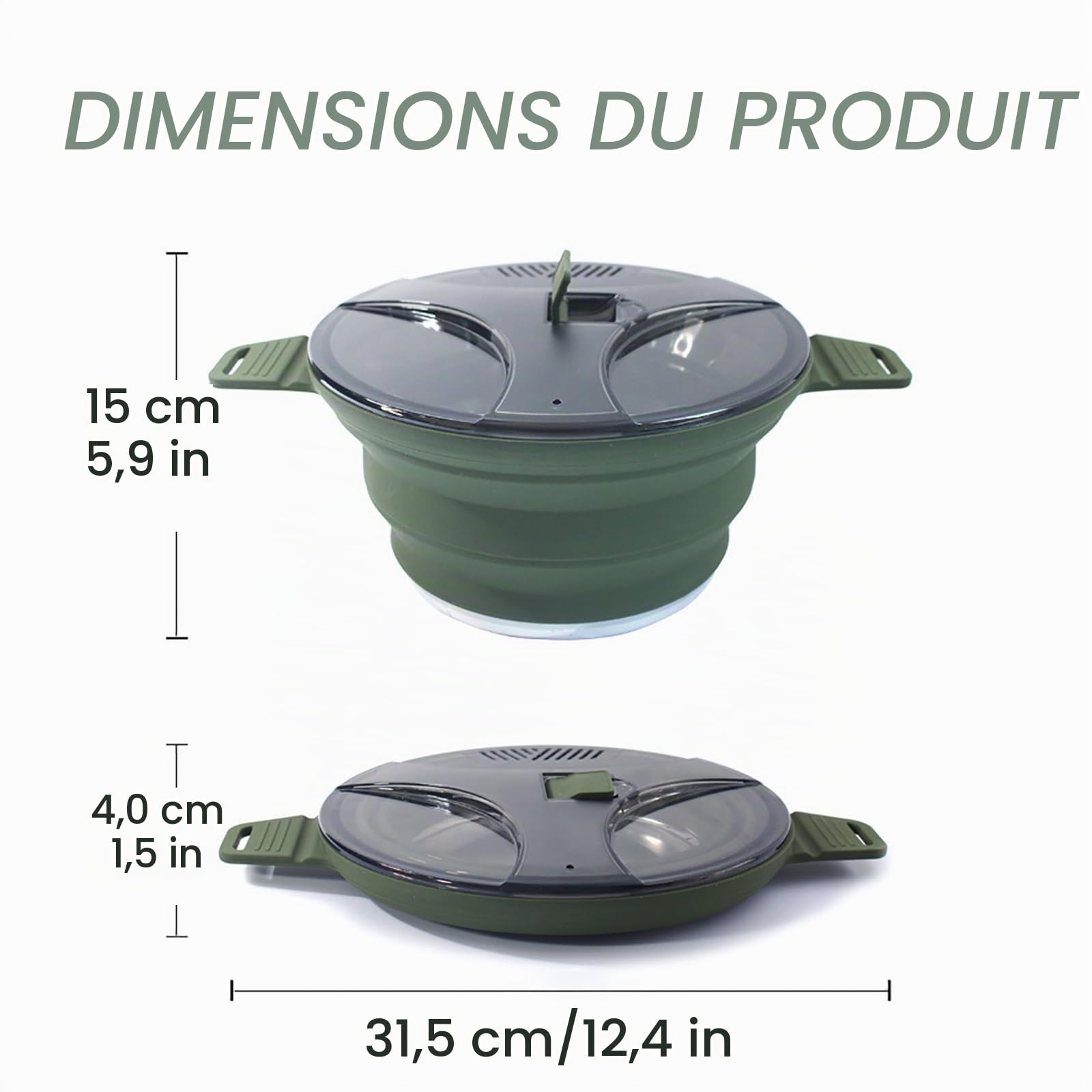 FAIRE Popote Bivouac, Casserole Camping Pliante, Vaisselle Camping Portable en gel de Silice, Batterie de Cuisine Pliable pour Pique-Nique, Trekking et Randonnée
