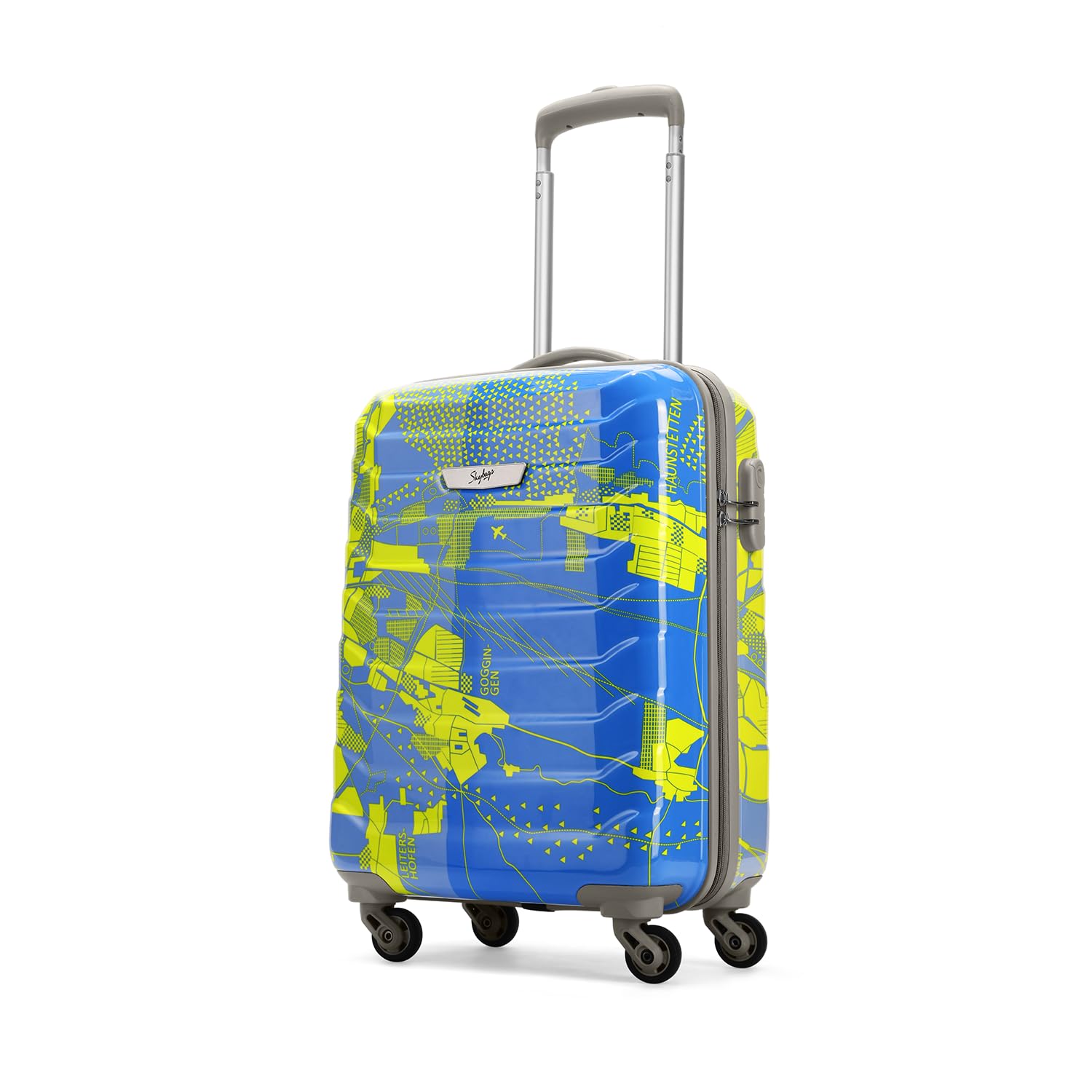 Trooper Cabin Abs Hardshell Luggage (55 Cm) | Printed Luggage Inline Trolley Bag with 4 Wheels and Resetable Combination Lock | Unisex, Blue & Yellow, Small-image-8