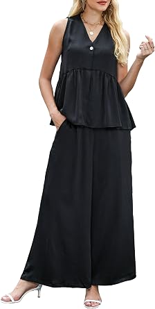Womens Lounge Sets 2 Piece Matching Pajamas Spring Summer Casual Sleeveless Ruffled Sleepwear Nightwear Pjs Sets