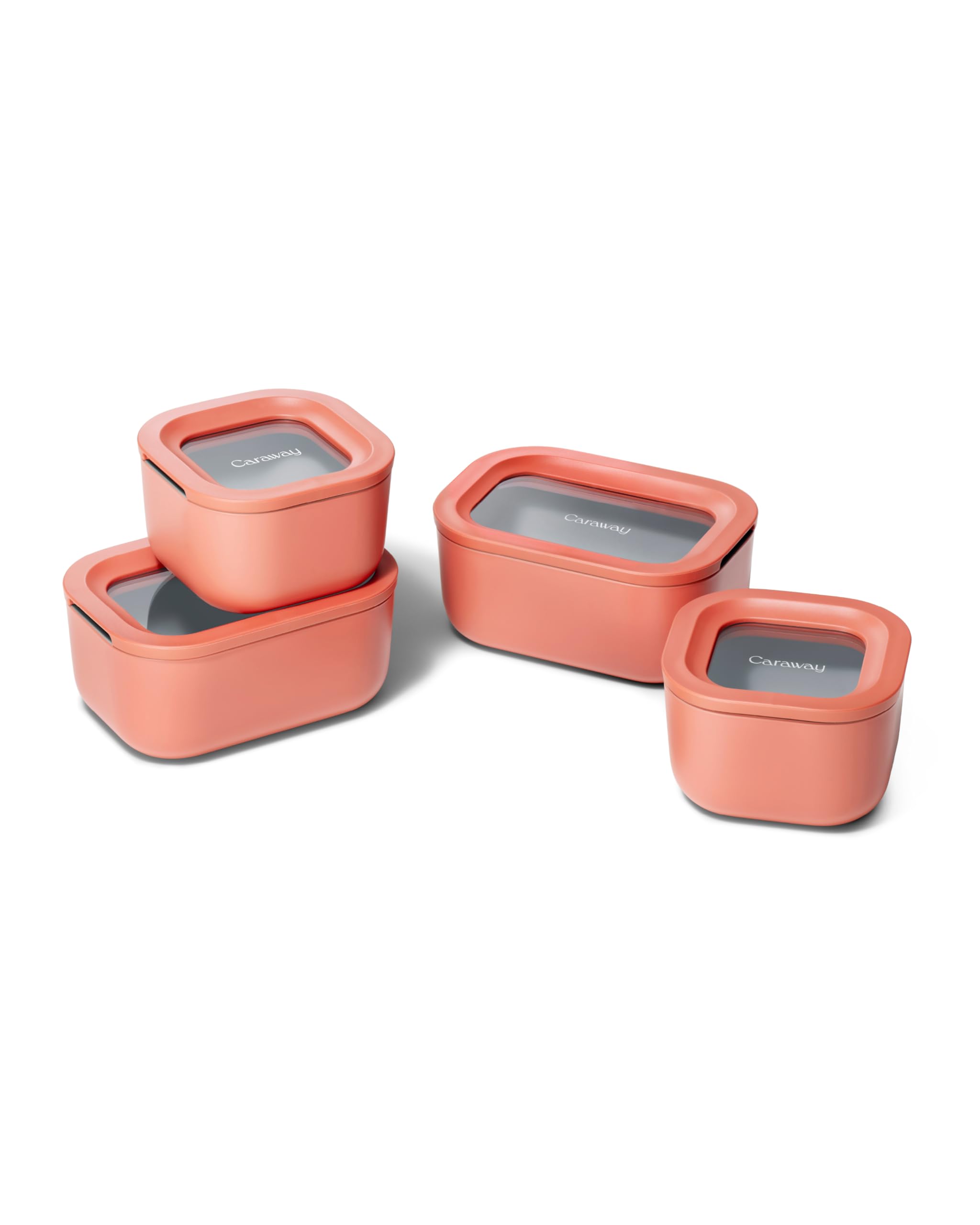 Caraway Mini Food Storage 11pc Set - Glass Storage Containers for Food - Non-Toxic Ceramic-Coated Glass - Air Release Technology - Compact & Stackable Design - Perracotta