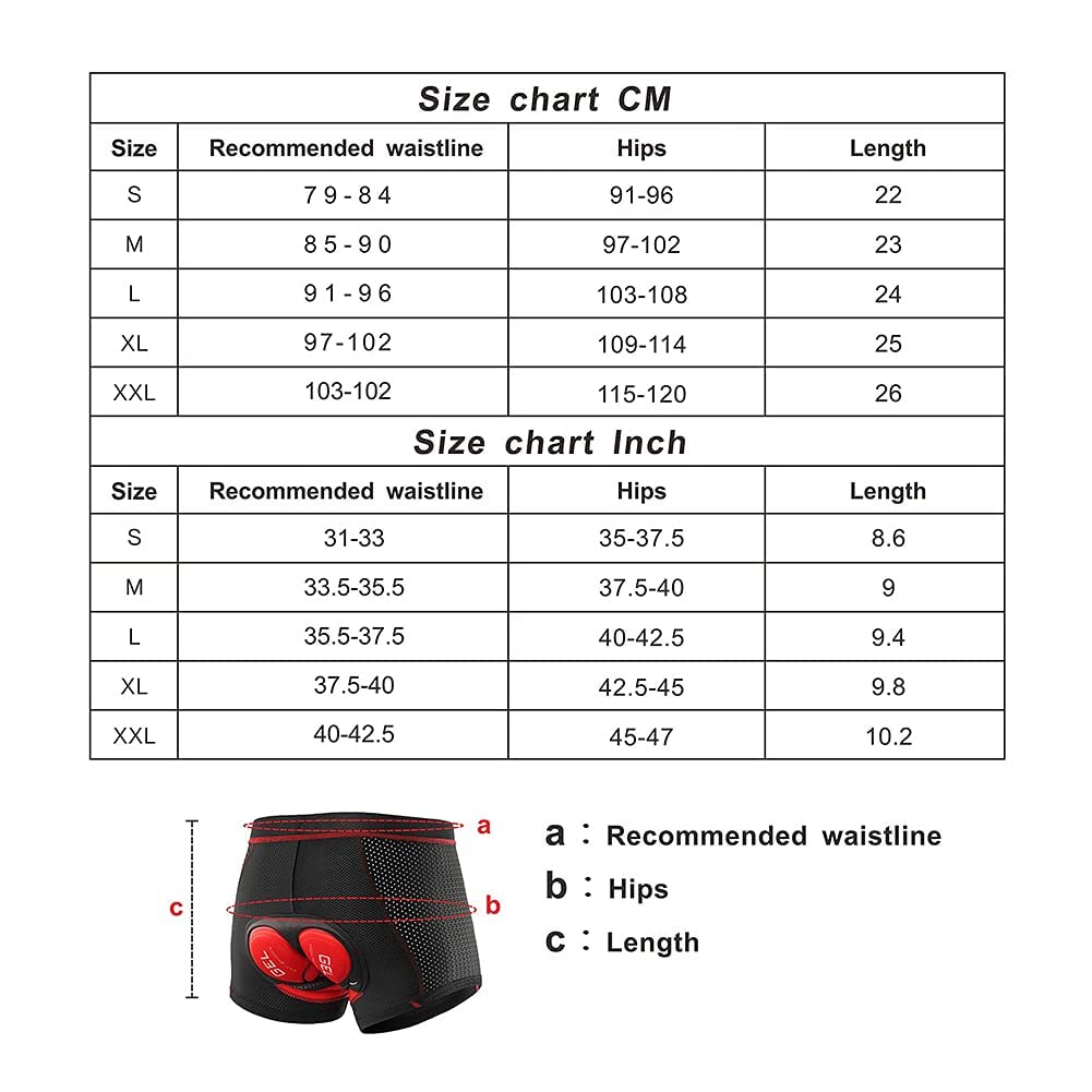 Radunterhose Damen Gepolstert 5D Atmungsaktiv Fahrradunterhose Damen Gepolstert Stoßfest Radlerunterhose Damen Radler Fahrrad Unterwäsche Short Gepolstert(Size:XL,Color:Rot)