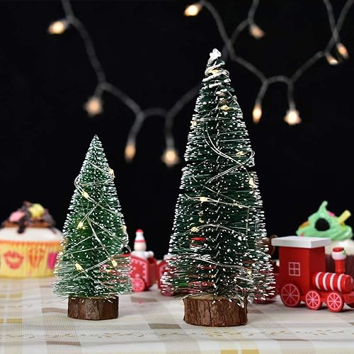 Miniatura 6 de Hagao Mini árboles de nieve helada mini árbol de Navidad, adornos de nieve de invierno de plástico, árboles de mesa para fiestas de vacaciones,