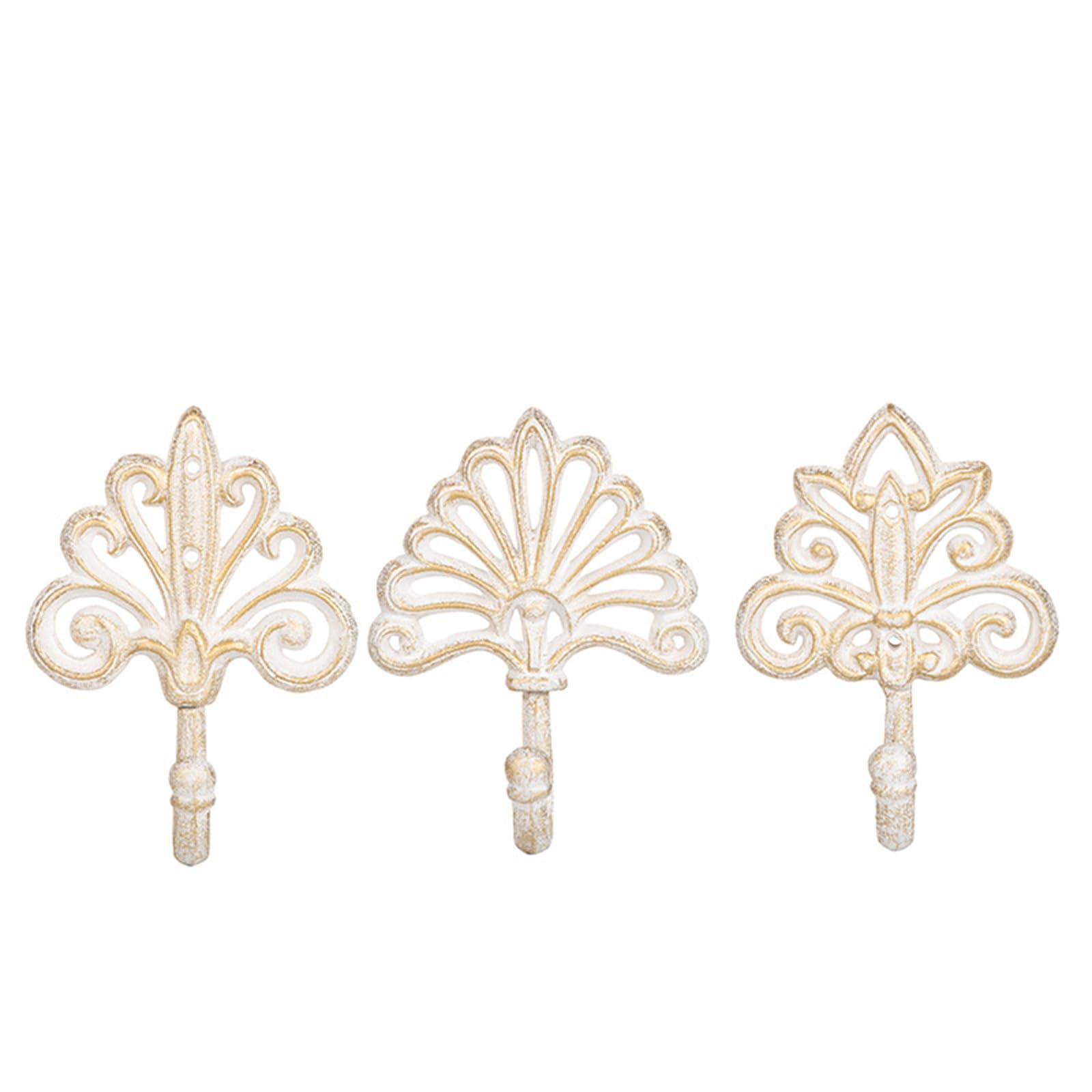 Ylfkwlhrw White Cast Iron Coat Hooks Vintage Decoration Retro Wall Key Hooks Living Room Entrance For Coats Keys Bags(White)