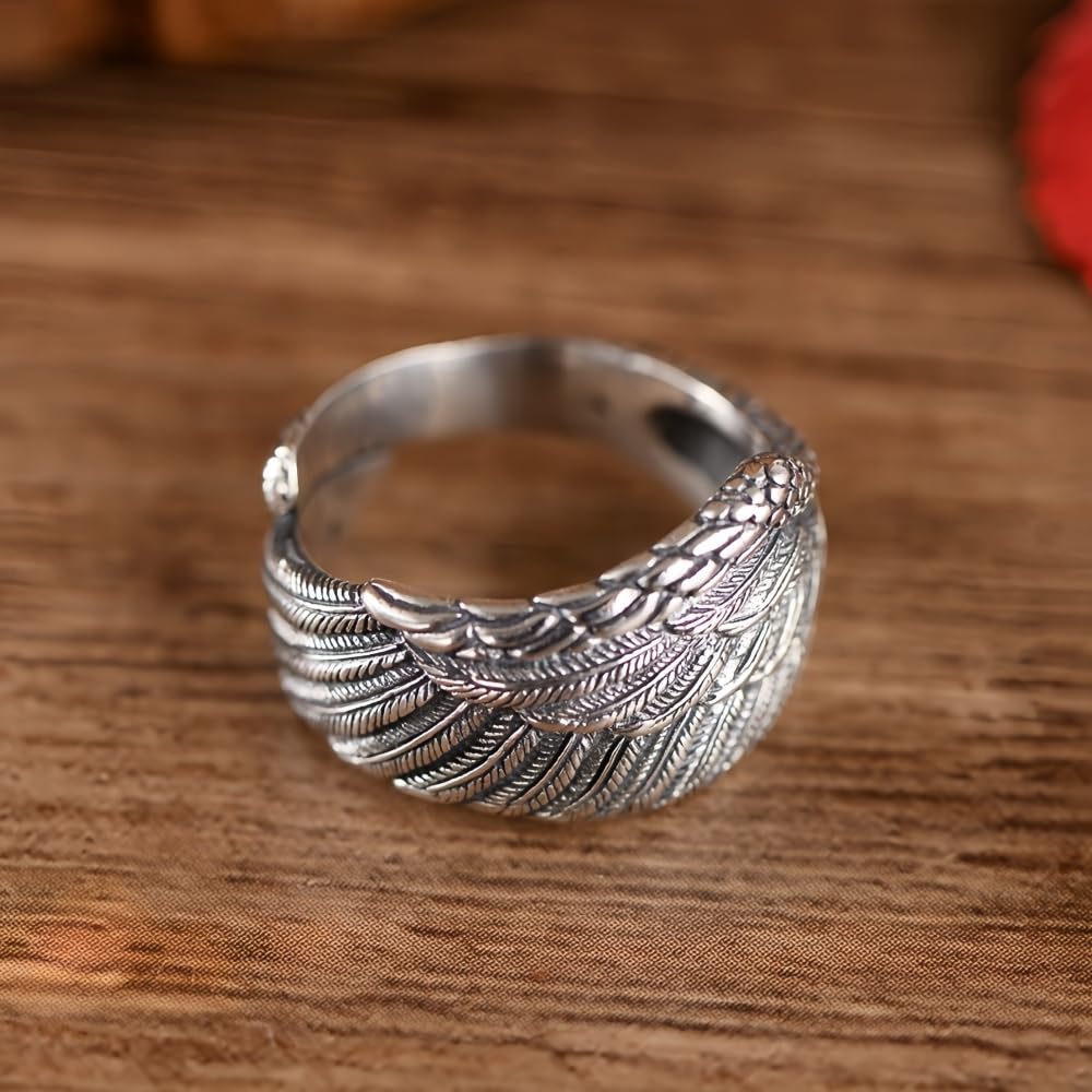 Anillo Angel Guardian 925 Sterling Silver Angel Wing Ring For Men