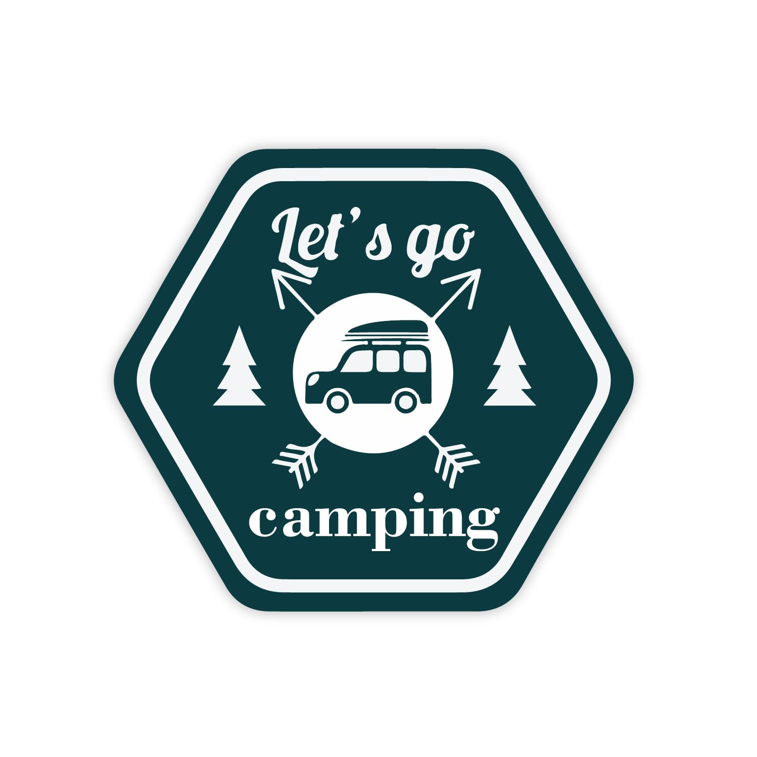 fingerz Let's Go Camping Graphics 3D Sticker for Car and Bike Body Exterior Sports Decal 14 x 12 cm (Pack of 2)