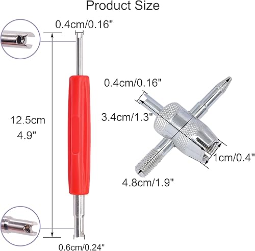 Miniatura 2 de 100 núcleos de válvula de neumático, núcleo de vástago de válvula de neumático Schrader de cobre niquelado + 7 piezas de herramientas de extracción