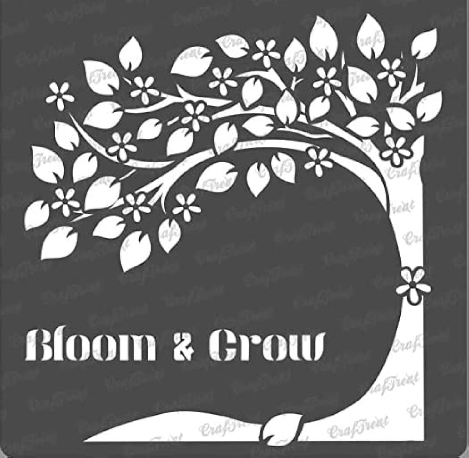 CrafTreat Reusable Tree Stencils for Painting on Wood, Canvas, Paper, Fabric, Floor, Wall and Tile - Bloom and Grow - 6x6 Inches - DIY Art and Craft Stencils