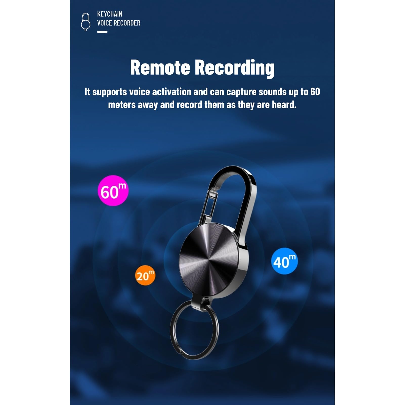 Registratore Ad Attivazione Vocale, Registratore Tascabile, Design Mini Portachiavi, Riduzione del Rumore HD Senza Perdita, Lettore MP3, Struttura in Metallo per Riunioni